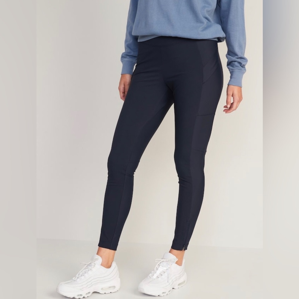 Navy High-Waisted StretchTech 7/8-Length Hybrid Ankle Pants - Large